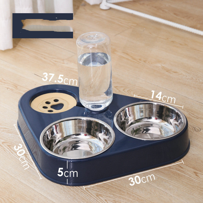 Automatic Gravity Pet Water & Food Bowl – Triple Bowl Station | Small & Large | Dark Blue, Pink & Green