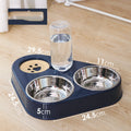 Automatic Gravity Pet Water & Food Bowl – Triple Bowl Station | Small & Large | Dark Blue, Pink & Green
