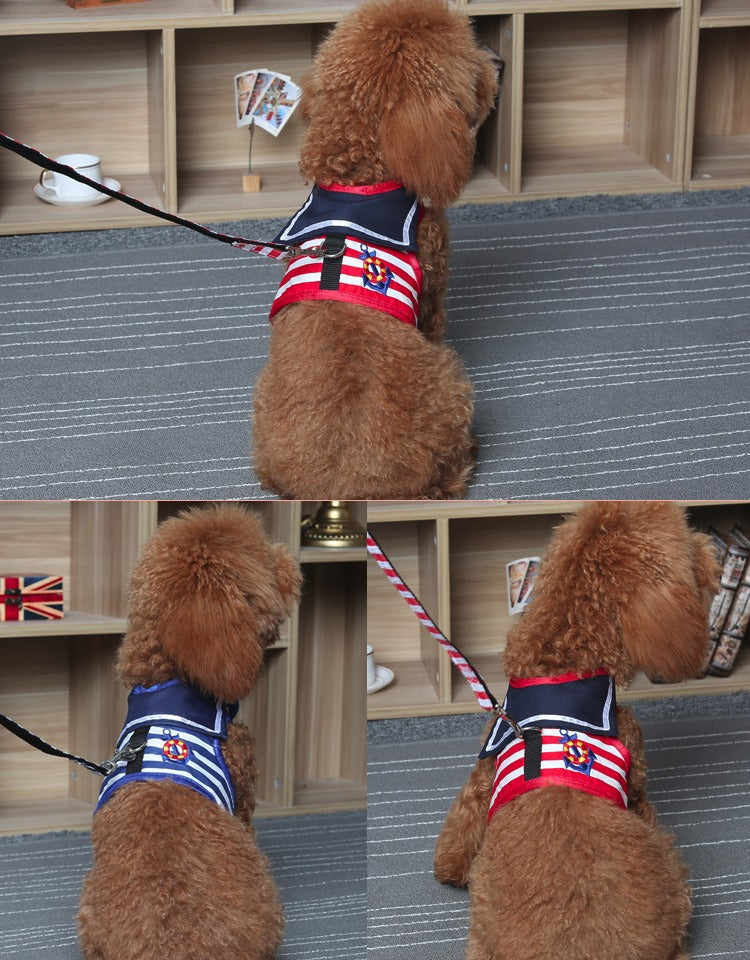 BellyRub VIP Dog Fashion Harness & Lead Set – Chest Strap | Blue & Red | XS–XL