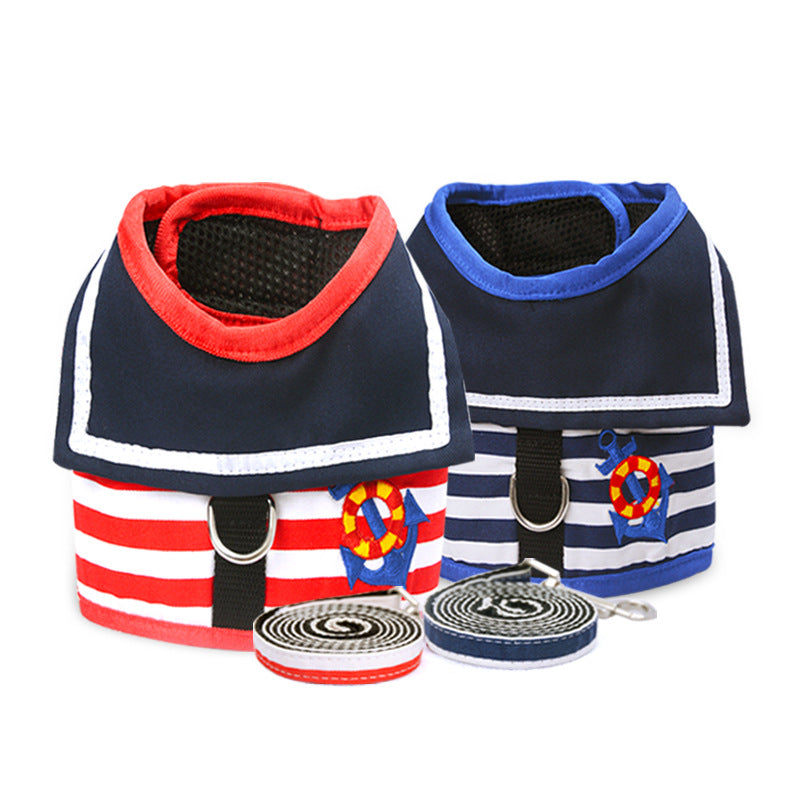 BellyRub VIP Dog Fashion Harness & Lead Set – Chest Strap | Blue & Red | XS–XL