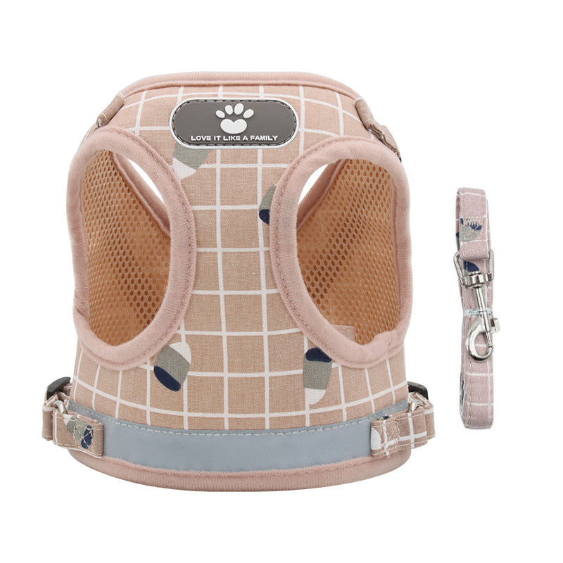Stylish Square Design Vest Harness & Lead for Small Dogs & Cats