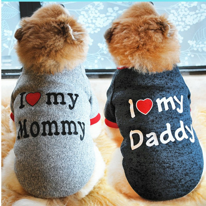 "I Love" Themed Fiber Fleece Dog Jumper