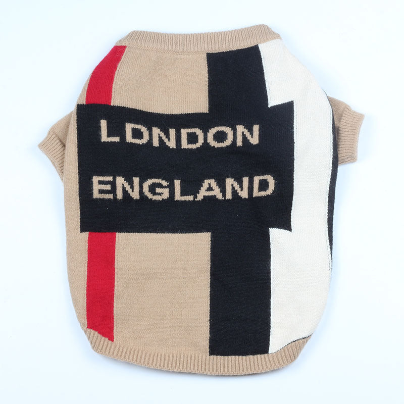 British Check Crew Neck Wool Dog Sweater - Classic Heritage Style
