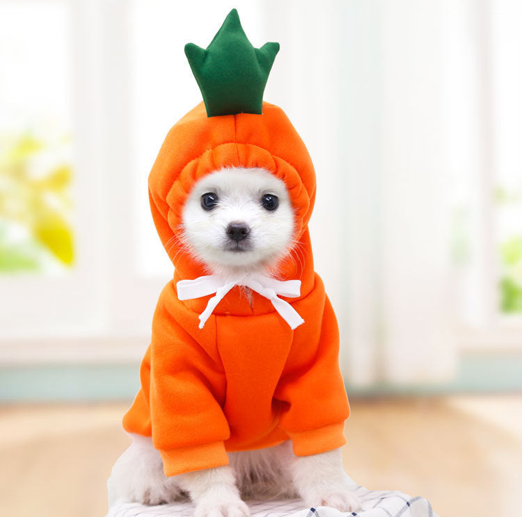 Cute Fruit Print Dog Hoodie - Warm Fleece Winter Coat