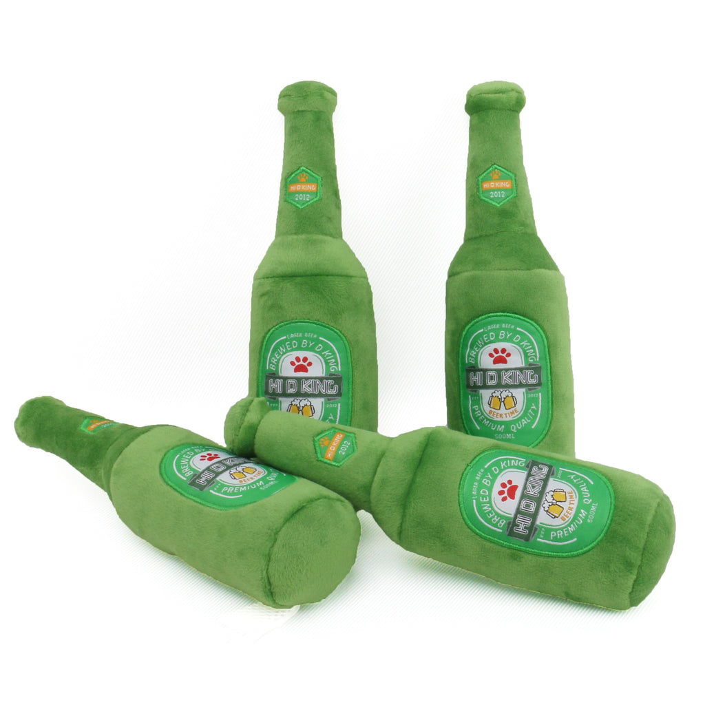 Beer Bottle & Mug Plush Squeaky Dog Toy - Novelty Fun