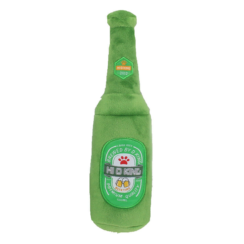 Beer Bottle & Mug Plush Squeaky Dog Toy - Novelty Fun