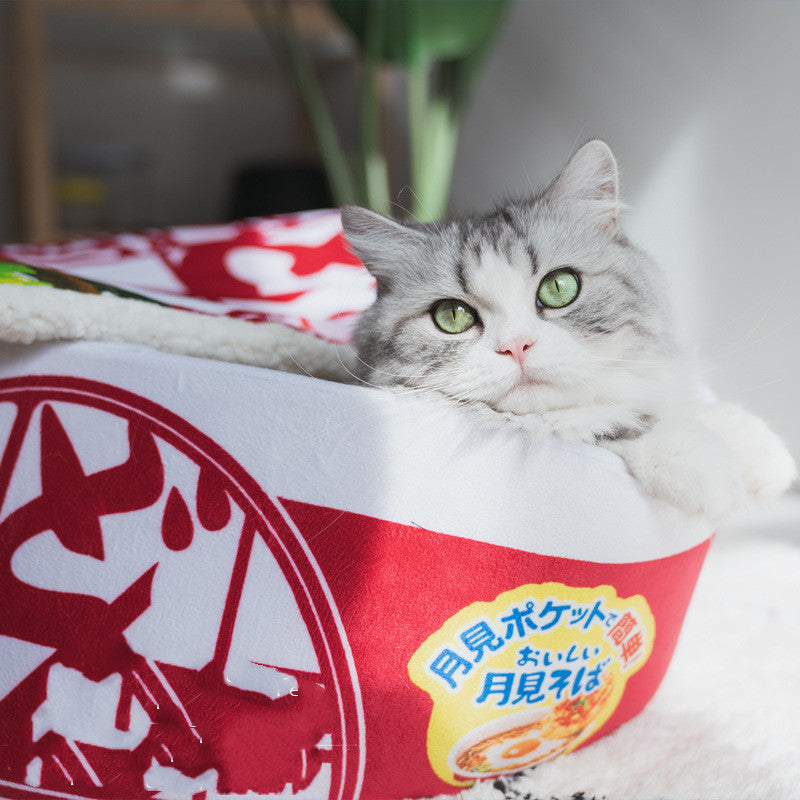Ramen Cat Bed | Plush Novelty Nest | S & L