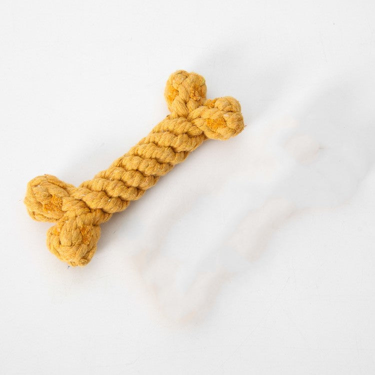 Rope Bone Knot Dog Toy – Bite-Resistant Chew Toy | 15cm | Red, Grey, Yellow, Blue & Brown