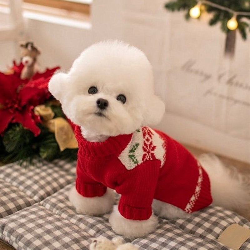 Festive Xmas Knitted Dog Sweater - Ideal for Smaller Breeds