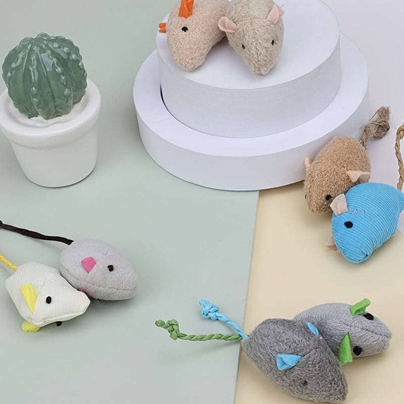 5pcss Mouse Shaped Plush Cat Toys Set, Amusing Cat Toys For Cat Interactive Accessories