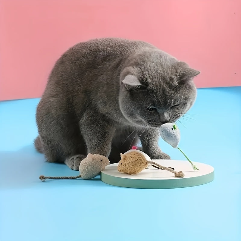 5pcss Mouse Shaped Plush Cat Toys Set, Amusing Cat Toys For Cat Interactive Accessories