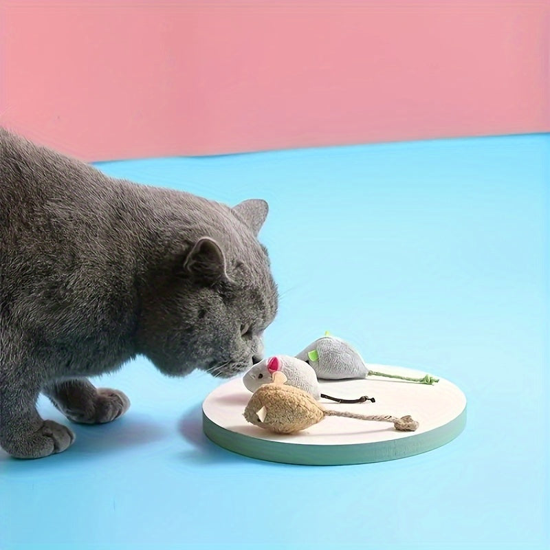 5pcss Mouse Shaped Plush Cat Toys Set, Amusing Cat Toys For Cat Interactive Accessories