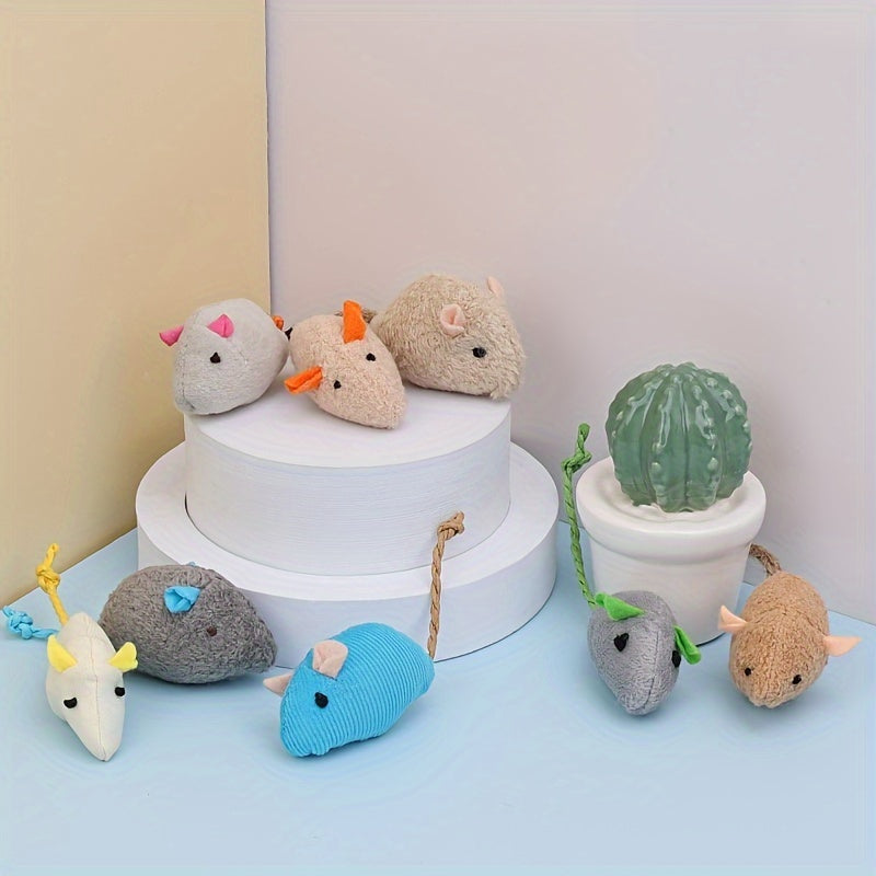 5pcss Mouse Shaped Plush Cat Toys Set, Amusing Cat Toys For Cat Interactive Accessories