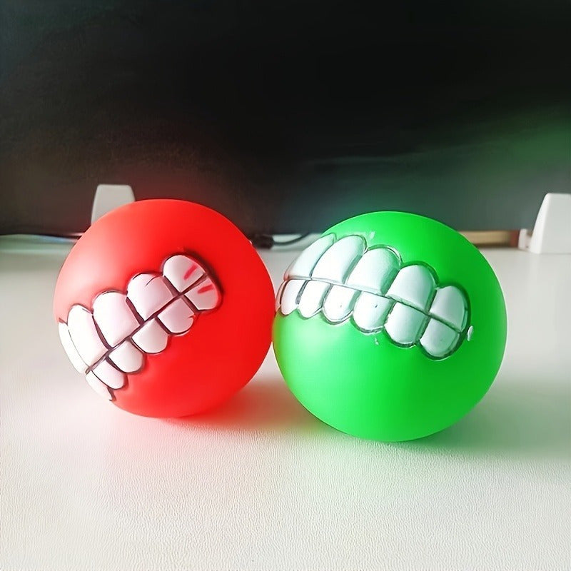 1pc Assorted Varieties Teeth Pattern Dog Chew Ball Toy, Tough Squeaky Dog Grinding Teeth Toy, Dog Chew Toy, Dog Chew Ball, Dog Chewing Toy, Dog Chewing Ball, Dog Toys, Without Battery