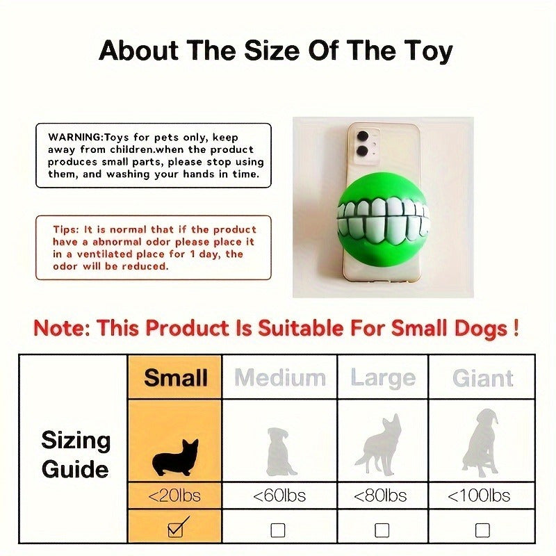 1pc Assorted Varieties Teeth Pattern Dog Chew Ball Toy, Tough Squeaky Dog Grinding Teeth Toy, Dog Chew Toy, Dog Chew Ball, Dog Chewing Toy, Dog Chewing Ball, Dog Toys, Without Battery