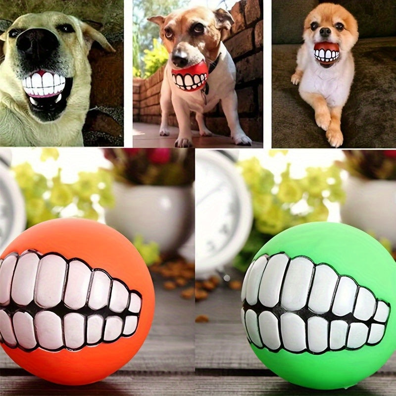 1pc Assorted Varieties Teeth Pattern Dog Chew Ball Toy, Tough Squeaky Dog Grinding Teeth Toy, Dog Chew Toy, Dog Chew Ball, Dog Chewing Toy, Dog Chewing Ball, Dog Toys, Without Battery