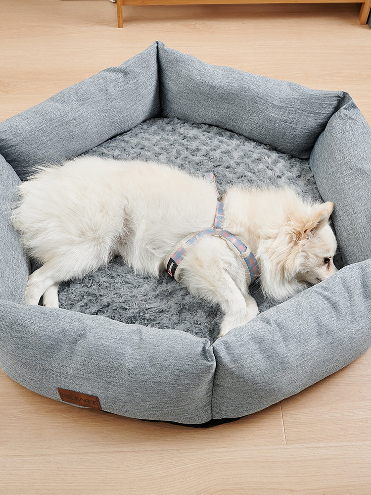 PetArt Rose Velvet Hexagonal Sofa Bed - Fluffy Plush Couch