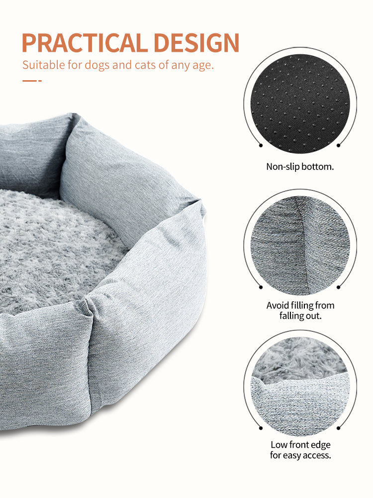 PetArt Rose Velvet Hexagonal Sofa Bed - Fluffy Plush Couch