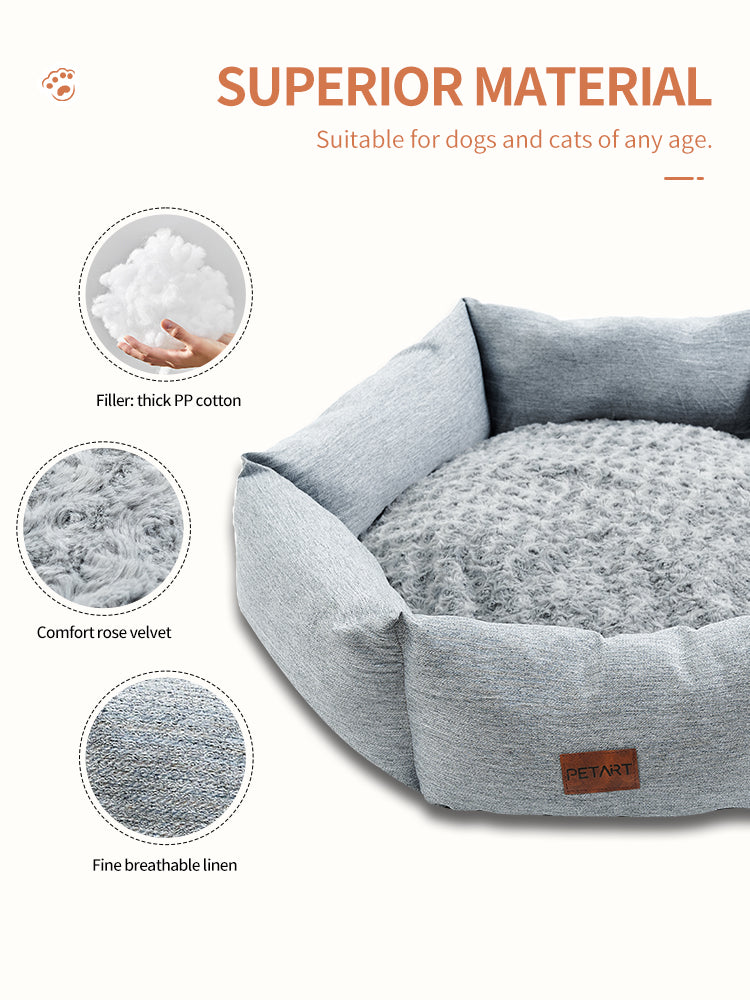 PetArt Rose Velvet Hexagonal Sofa Bed - Fluffy Plush Couch
