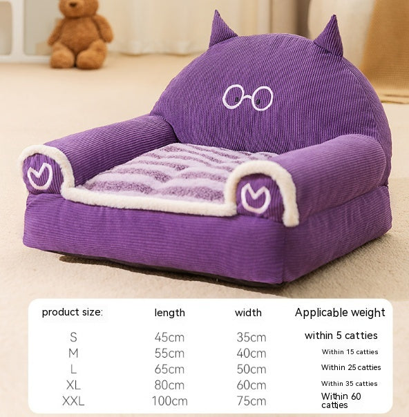 Teddy Bear Corduroy Sofa Bed for Cats & Dogs