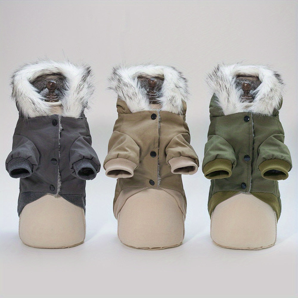 Pet Dog Coat, Waterproof Polyester, Hooded Cotton Jacket, Machine Washable, Spring All-Season, Small Breed, Pullover Fit, Dog Apparel Accessories