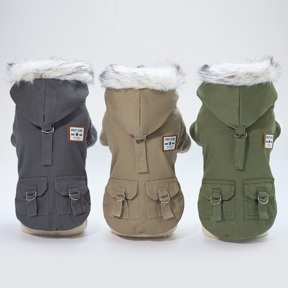 Pet Dog Coat, Waterproof Polyester, Hooded Cotton Jacket, Machine Washable, Spring All-Season, Small Breed, Pullover Fit, Dog Apparel Accessories