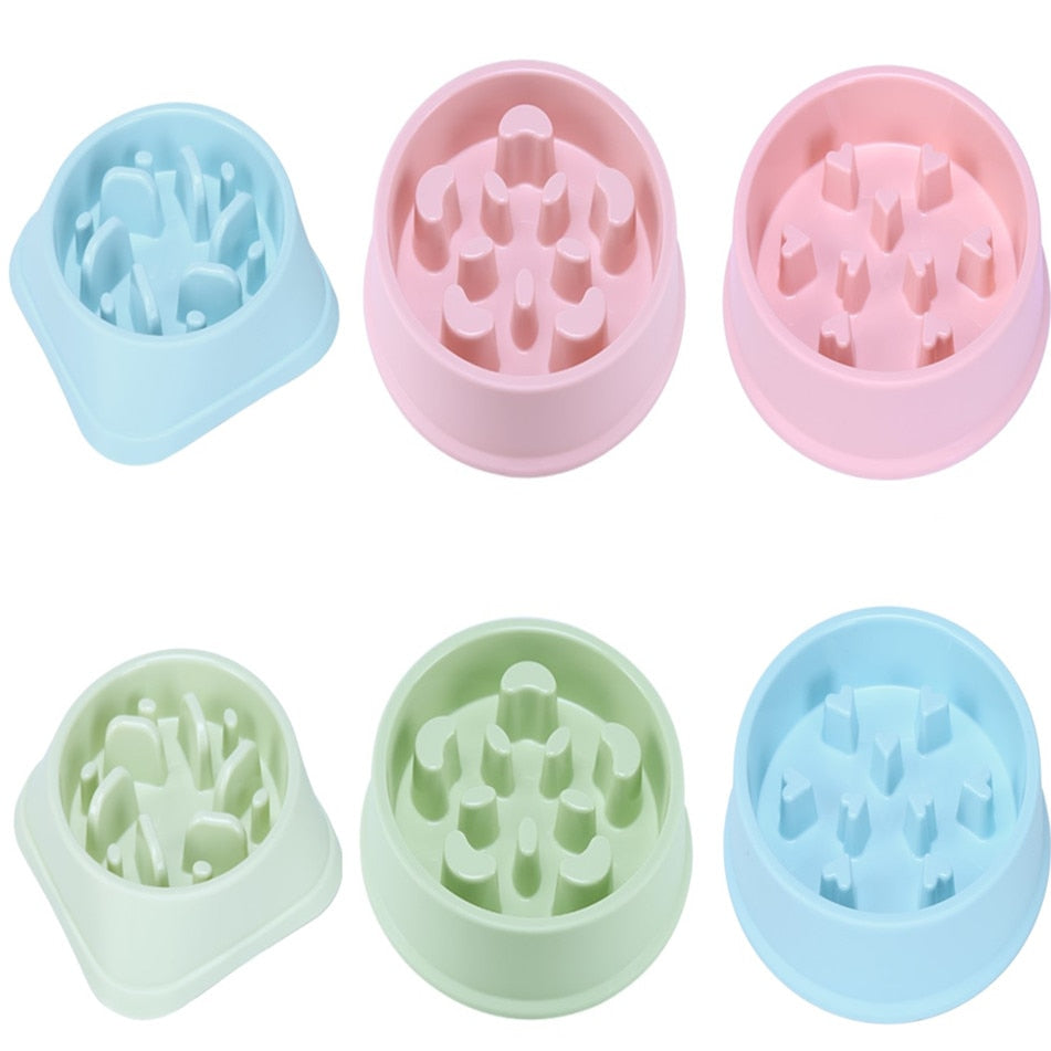 Anti-Choke Slow Feeder Puzzle Bowl for Dogs & Cats | Blue, Pink & Green