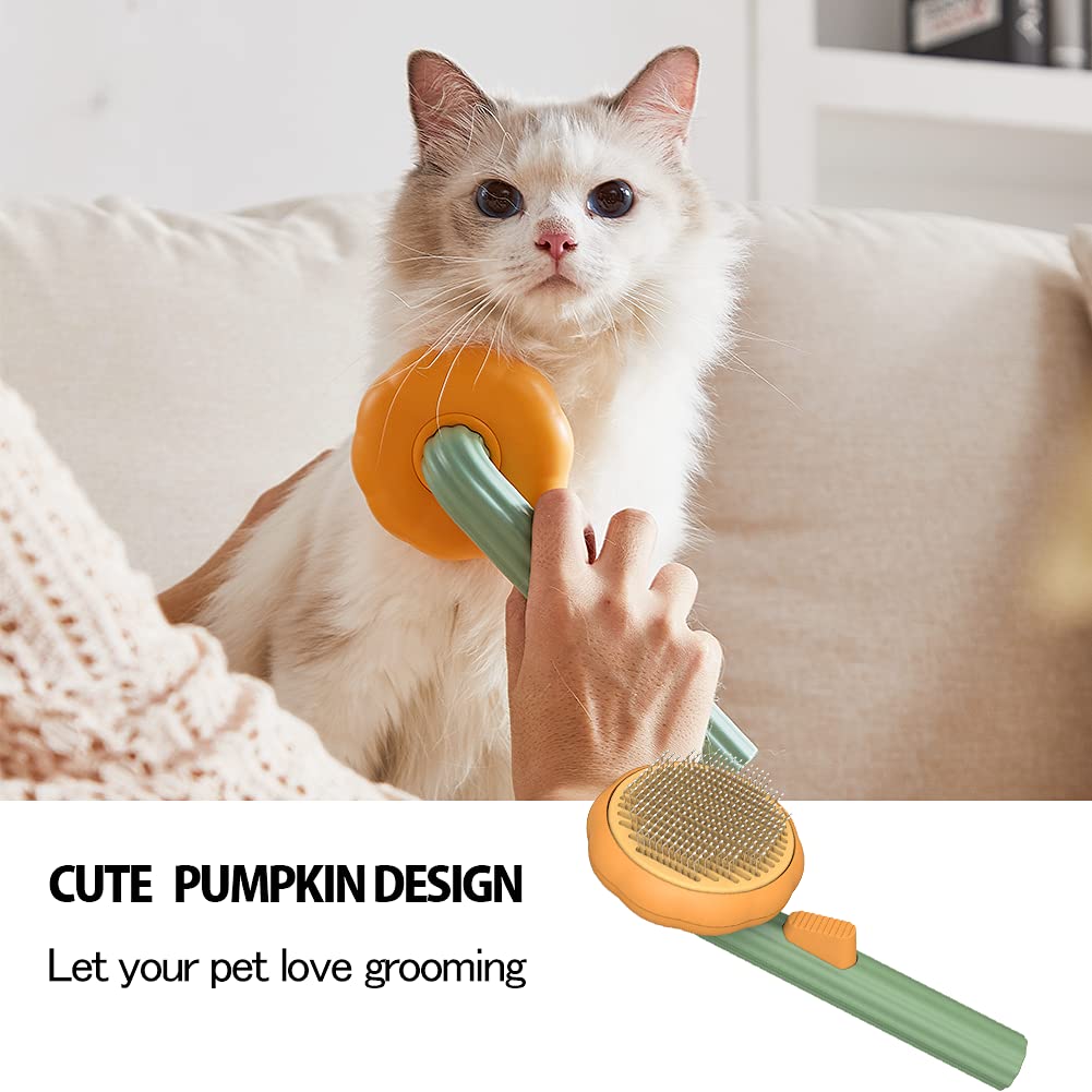 Pumpkin Self-Cleaning Slicker Grooming Brush for Dogs, Cats & Rabbits