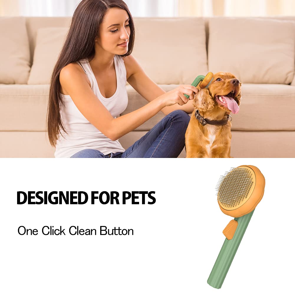 Pumpkin Self-Cleaning Slicker Grooming Brush for Dogs, Cats & Rabbits