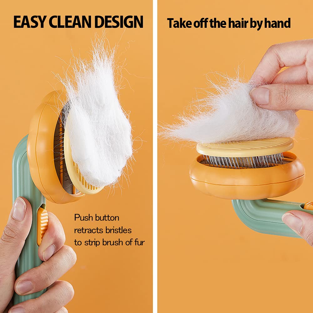 Pumpkin Self-Cleaning Slicker Grooming Brush for Dogs, Cats & Rabbits