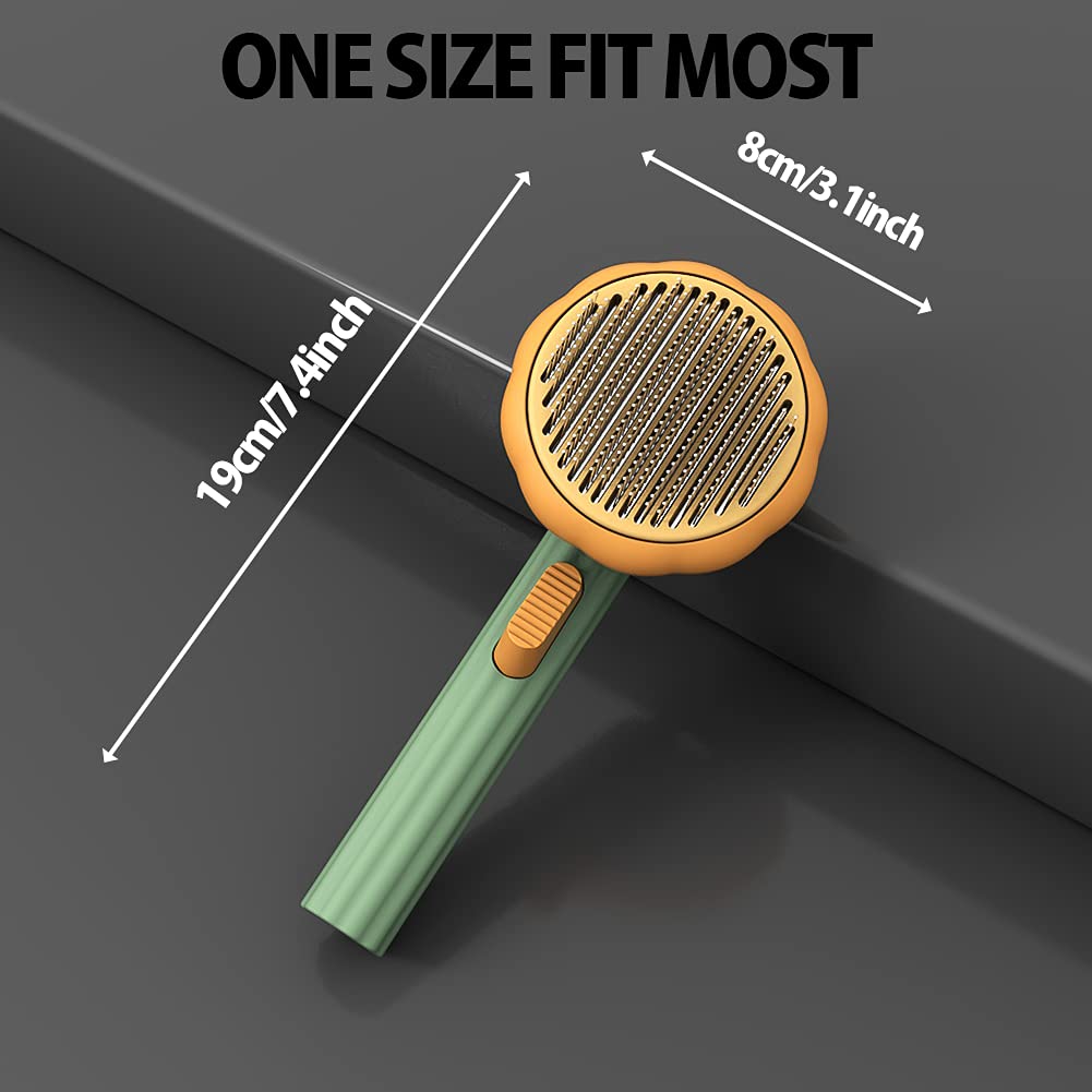 Pumpkin Self-Cleaning Slicker Grooming Brush for Dogs, Cats & Rabbits