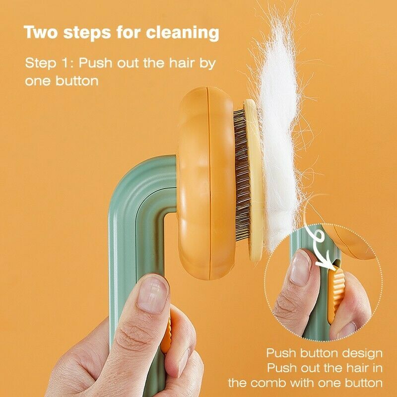 Pumpkin Self-Cleaning Slicker Grooming Brush for Dogs, Cats & Rabbits