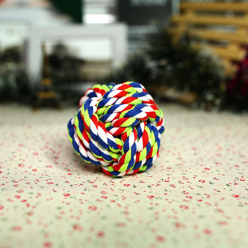 Hand-Woven Cotton Rope Ball Dog Toy - Fetch, Tug & Chew
