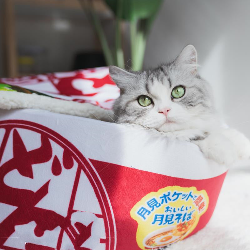 Ramen Cat Bed | Plush Novelty Nest | S & L