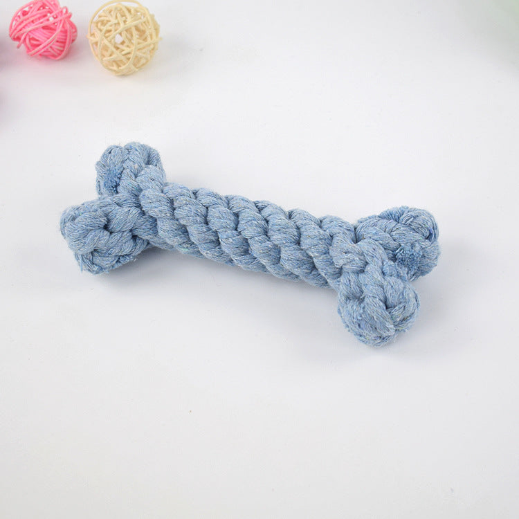 Rope Bone Knot Dog Toy – Bite-Resistant Chew Toy | 15cm | Red, Grey, Yellow, Blue & Brown