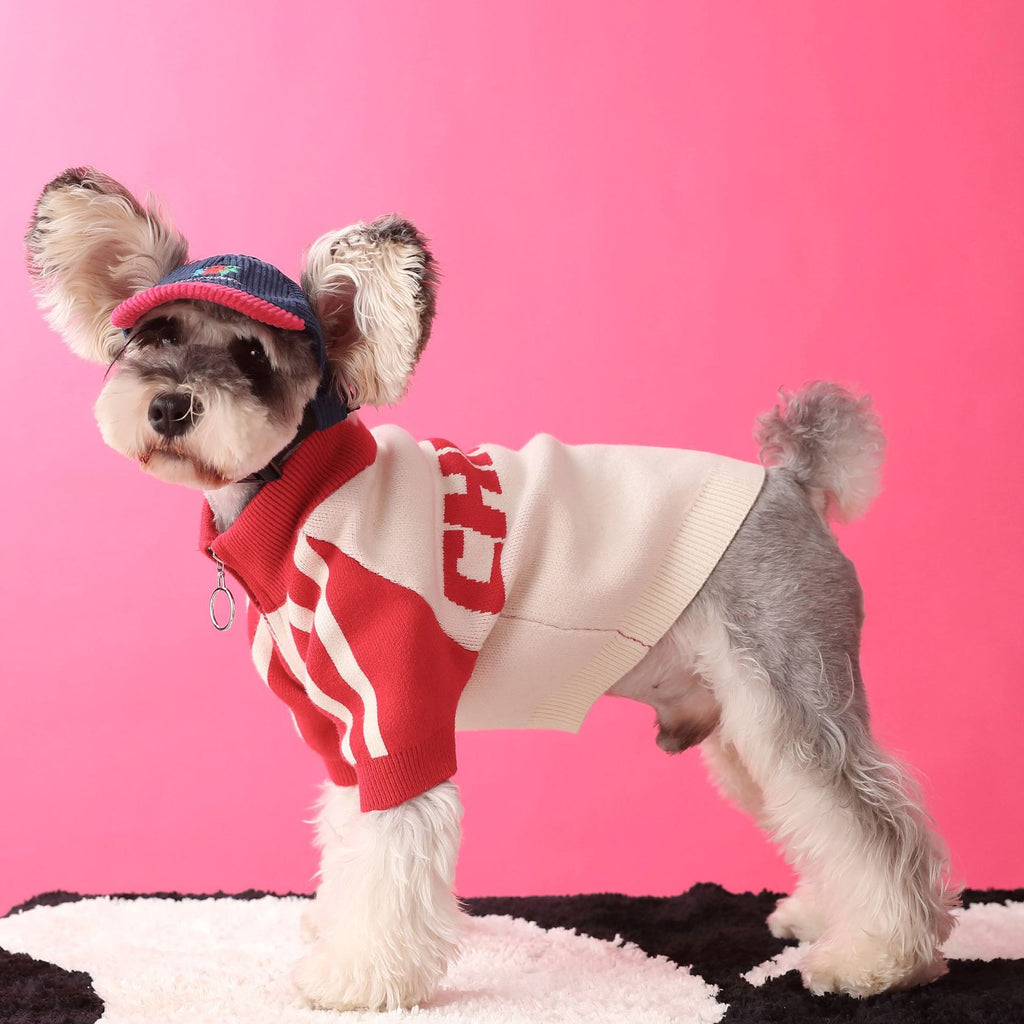 Sports Wool Dog Cardigan - Casual Style Pet Clothing