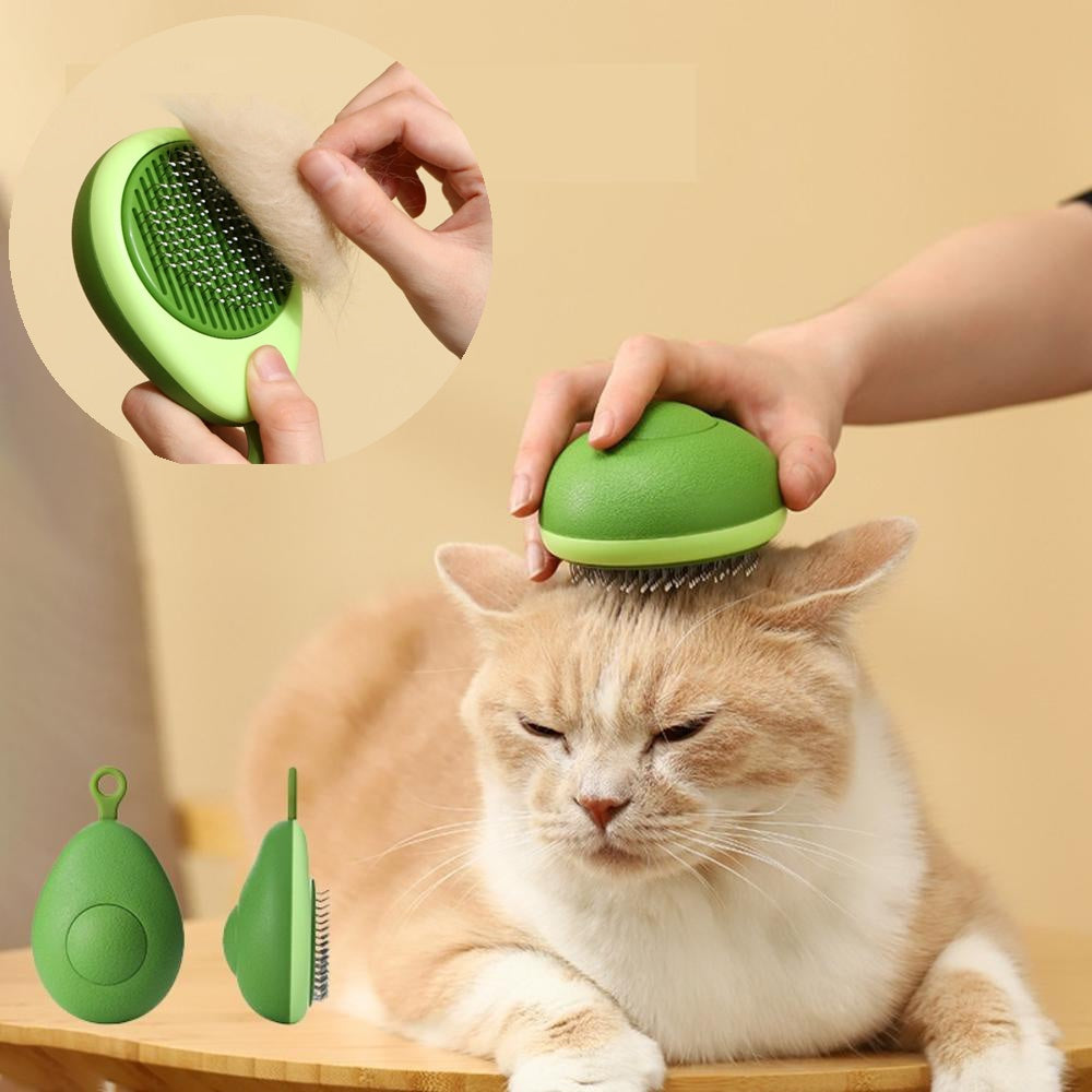 Self-Cleaning Pet Grooming Brush – One-Click Hair Release | Avocado & Lemon | Cats & Dogs