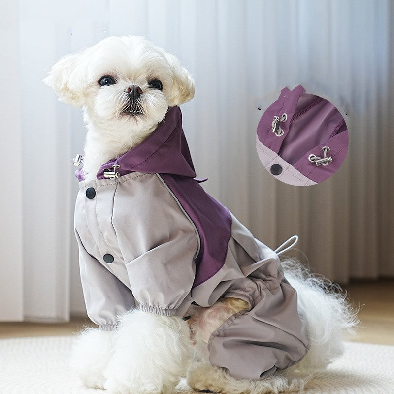 Dog Raincoat – Lightweight Polyester Waterproof Coat for Small & Medium Dogs | Purple Grey, Khaki & Navy Green | S–2XL