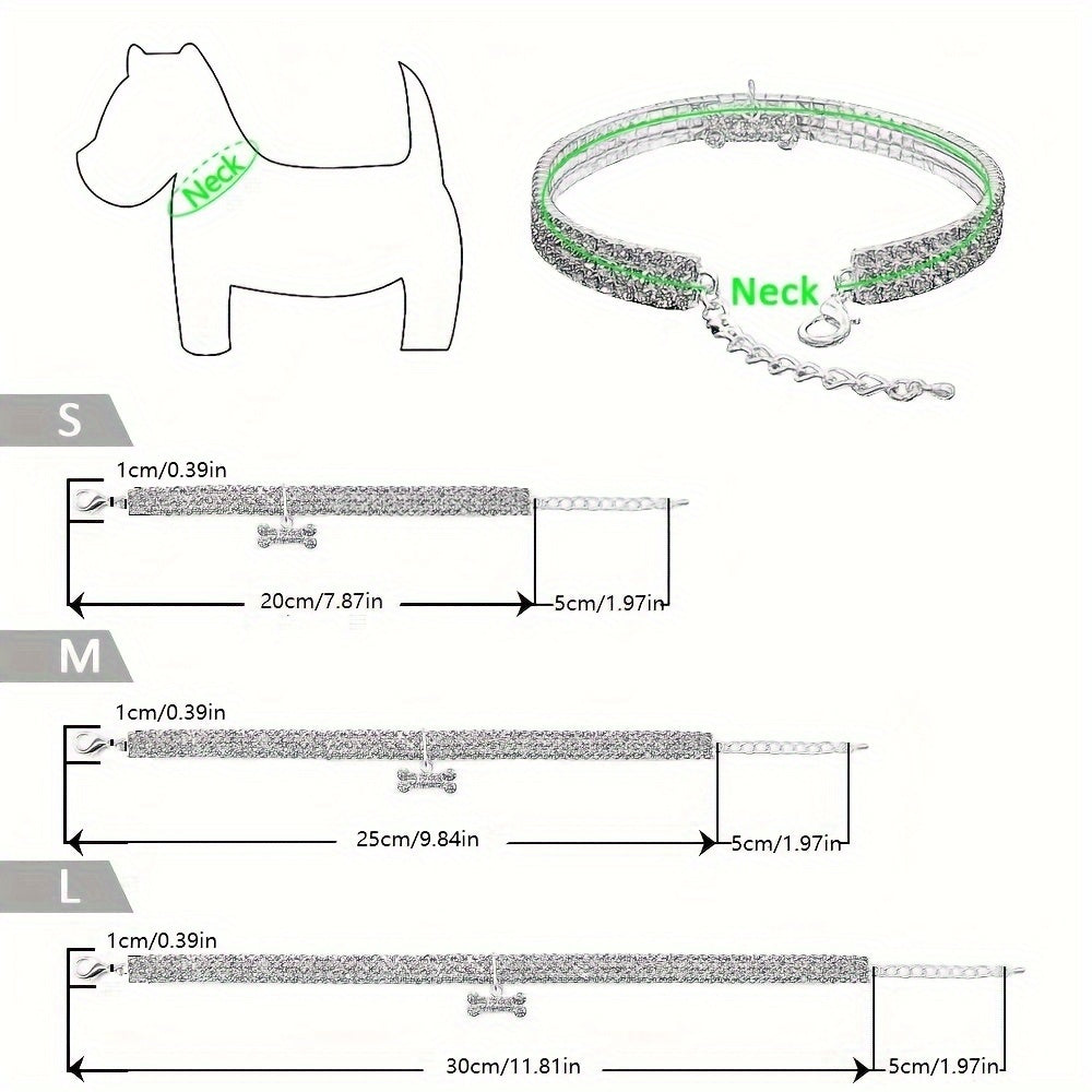 Pet Dog Rhinestone Adjustable Necklace
