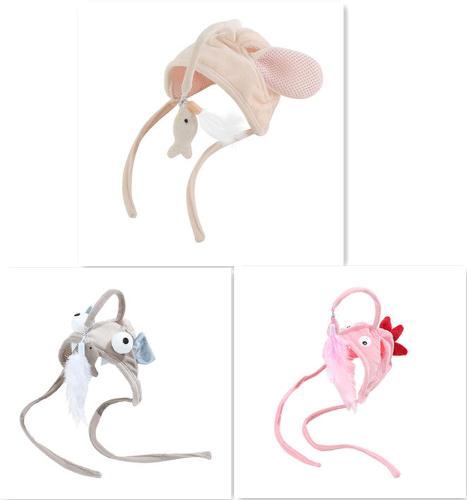 Head-Mounted Feather Cat Wand Toy - Hands-Free Interactive Play