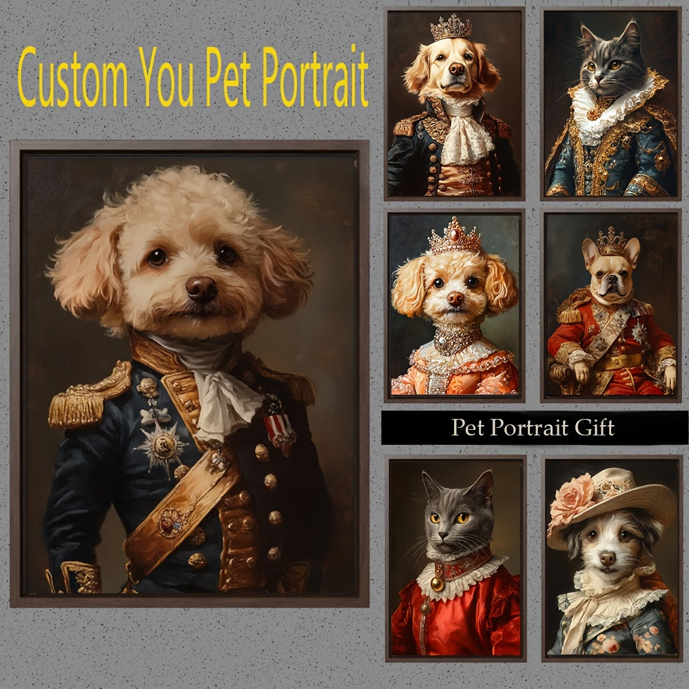 Custom Pet Portrait Poster - Vintage Renaissance Royal Style, Dog & Cat Art Print, 2 Sizes