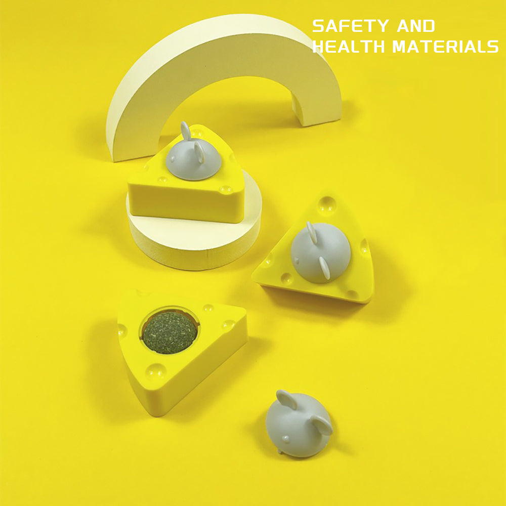 Catnip & Silvervine Cheese Ball Cat Toy - Teeth Cleaning & Self-Entertainment