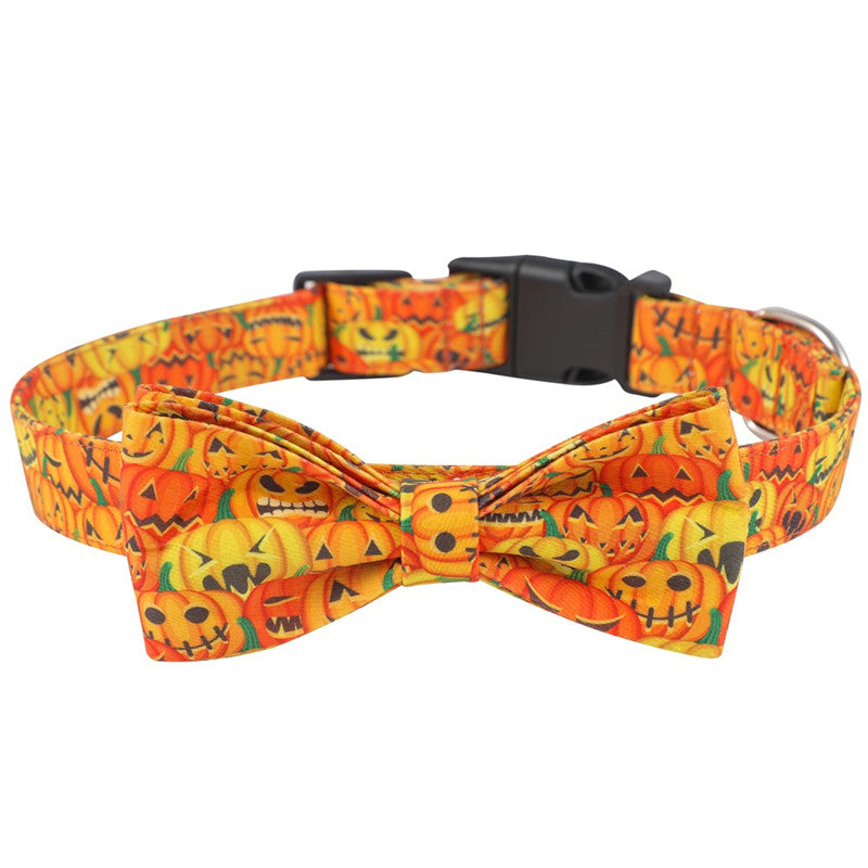 Halloween Bow Tie Collar – Adjustable Collar for Dogs | Yellow, Purple, Black & White | S, M & L