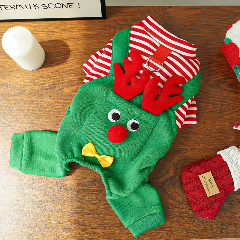 Christmas Dungaree Pet Outfit - For Dogs & Cats (Vest OR 4 Leg Option - All Sizes)