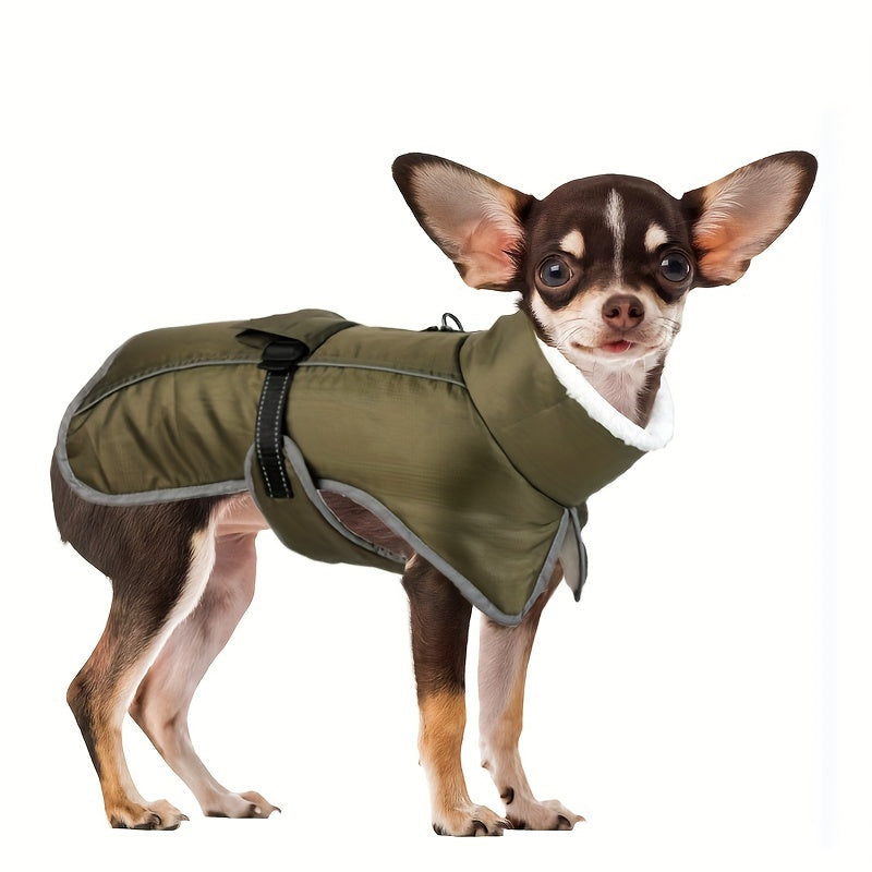 Waterproof Fleece Dog Coat – Windproof Winter Jacket with Turtleneck & Leash Hole | S–3XL