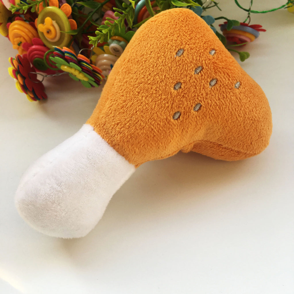 Plush Chicken Leg & Bone Squeaky Dog Molar Toy