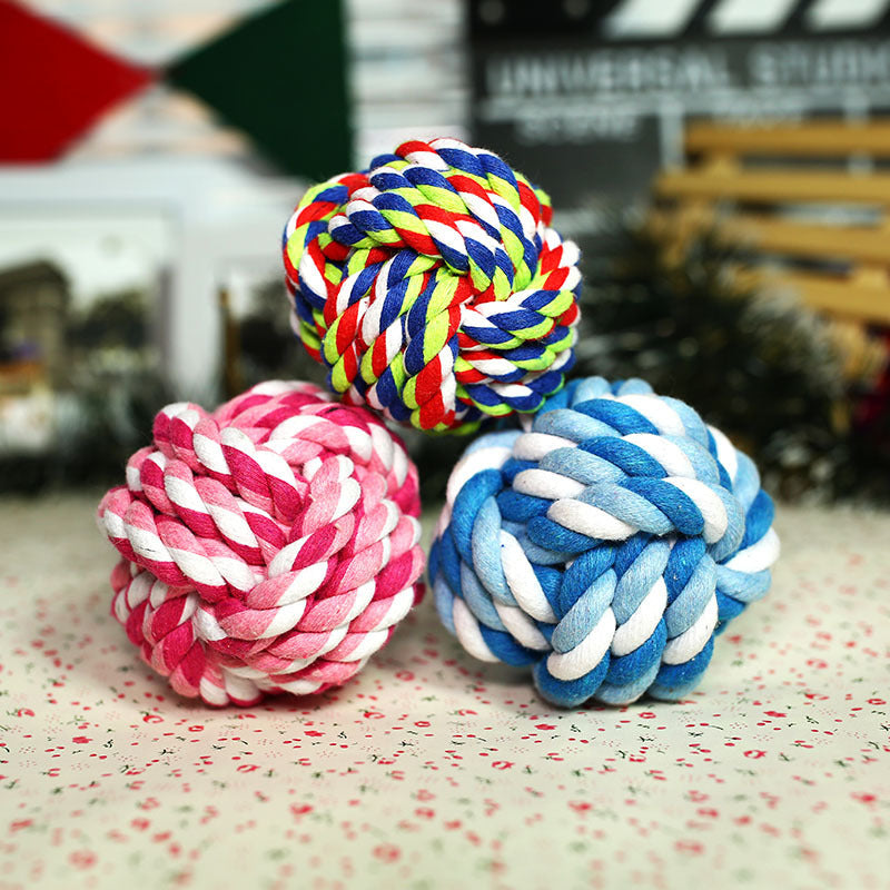 Hand-Woven Cotton Rope Ball Dog Toy - Fetch, Tug & Chew