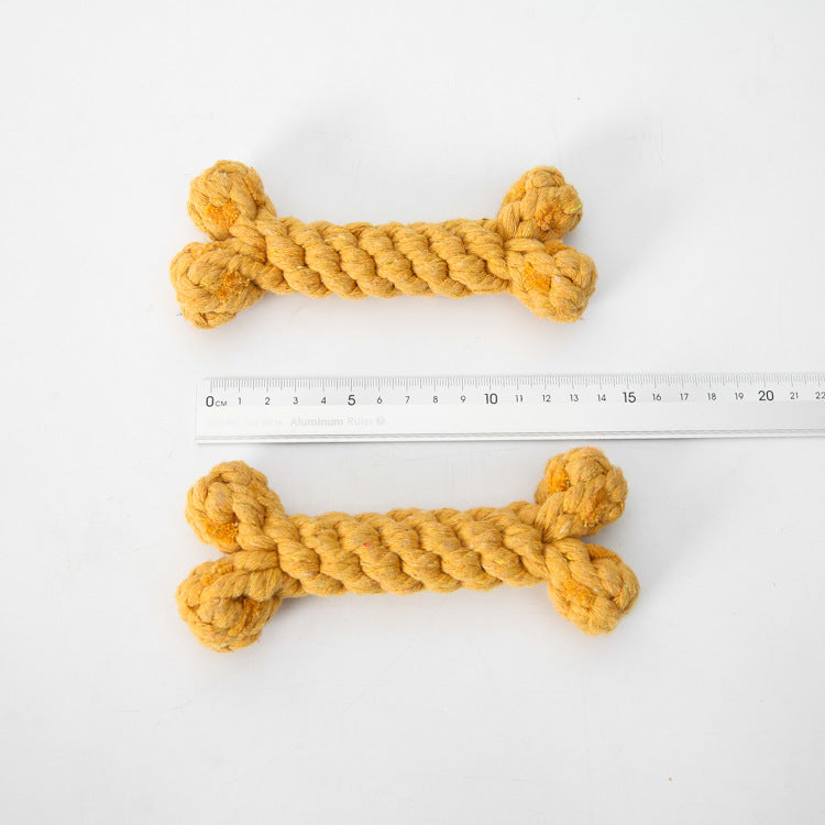 Rope Bone Knot Dog Toy – Bite-Resistant Chew Toy | 15cm | Red, Grey, Yellow, Blue & Brown