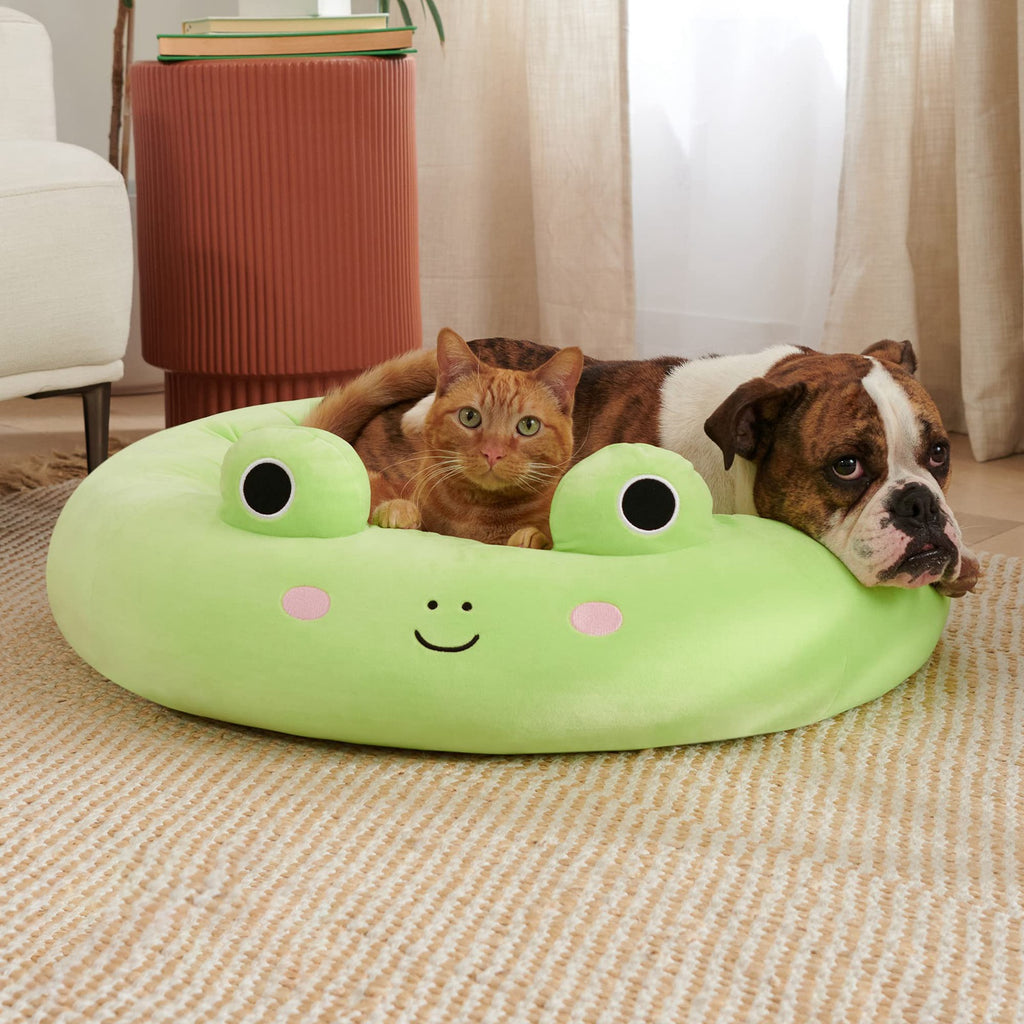 BellyRub Plush Round Dog Bed | Animals & Fruits Print | 65cm