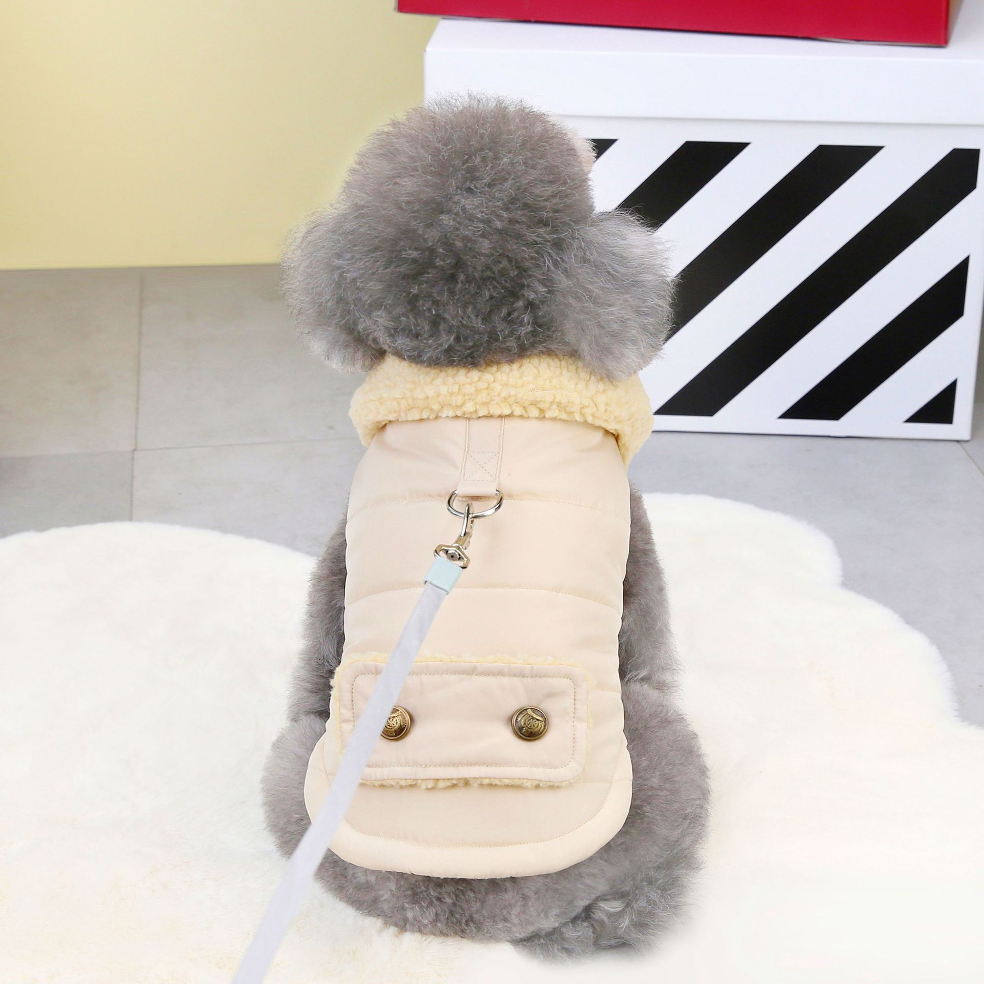Teddy Nordic Fur Collar Cotton Vest - For Dogs & Cats (with Harness clip)